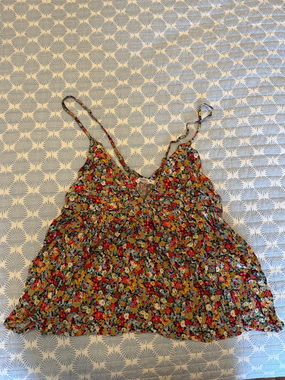 O'Neill Floral Spaghetti-Strap Tank Top in Red, Yellow & Green